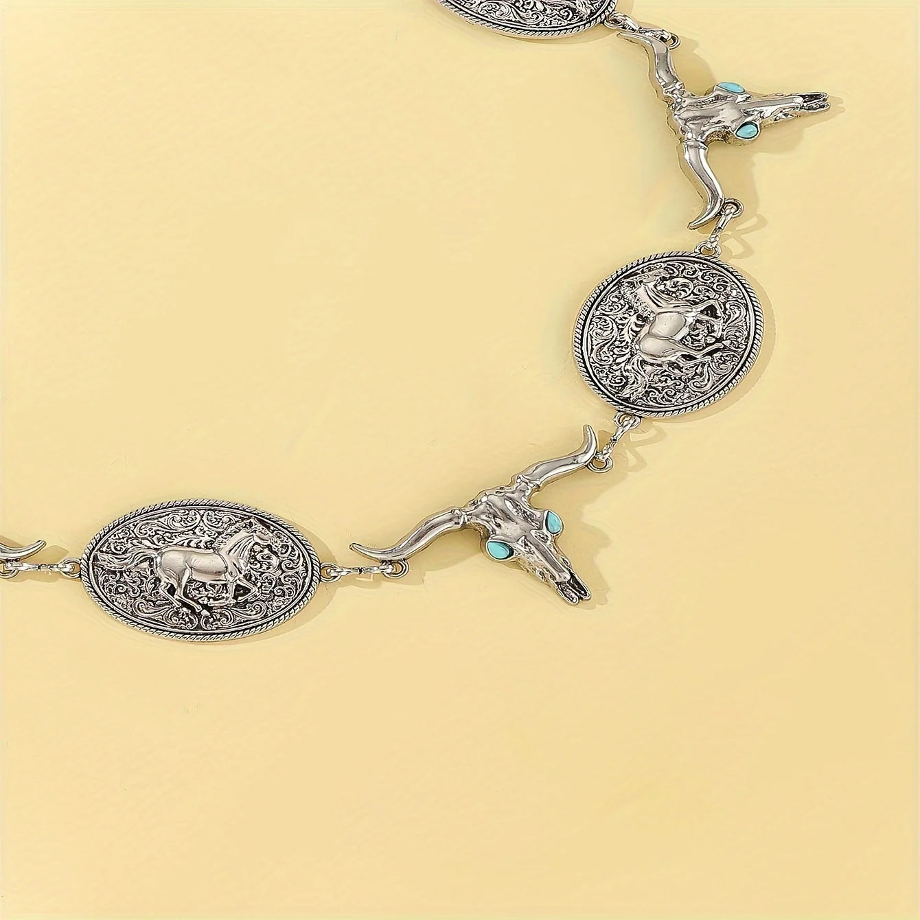 Western Horse Bull Waist Chain – Vintage Boho Adjustable Body Jewelry Belt for Women, Daily Use Dress Girdle