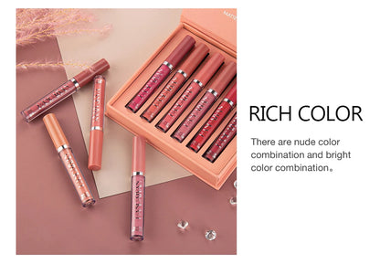 HANDAIYAN 6-Piece Matte Liquid Lipstick Set – Long-Lasting, Non-Stick Cup Lip Gloss Gift Box