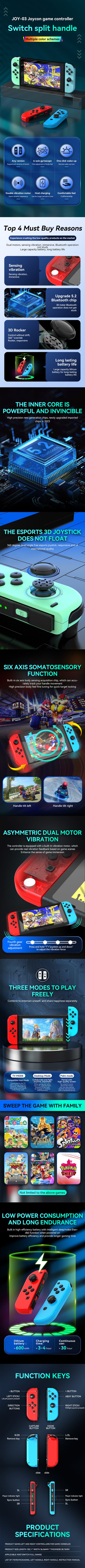 2025 New Bluetooth Joy-Con Gamepad for Switch — Wireless Controller with Turbo for Video Game Consoles
