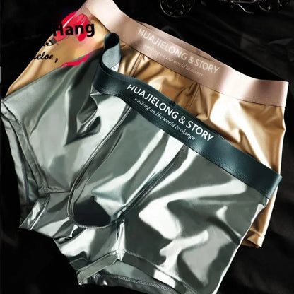 Men’s Ice Silk Boxer Shorts – Breathable Satin-Like Mesh Summer Underwear, Skin-Friendly Comfort Fit (1–3 Pack)
