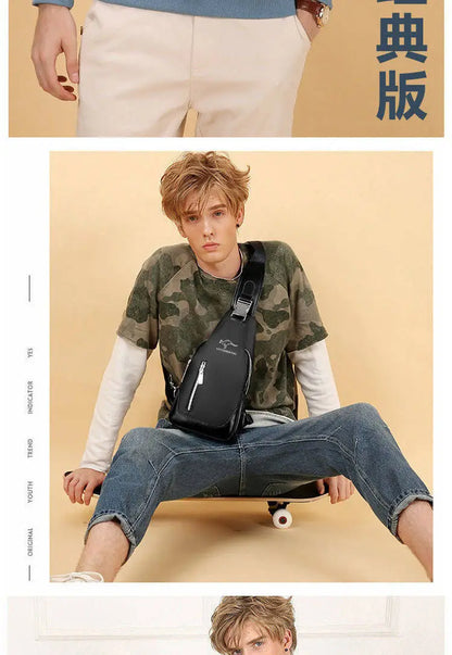 Men's Waterproof Oxford Chest Bag – Korean Style Casual Sport Crossbody Shoulder Messenger Bag