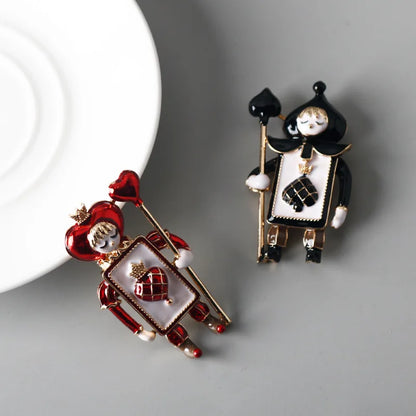 Cartoon Playing Card Soldier Brooch - Cute Red Peach Pin Badge for Bags & Accessories