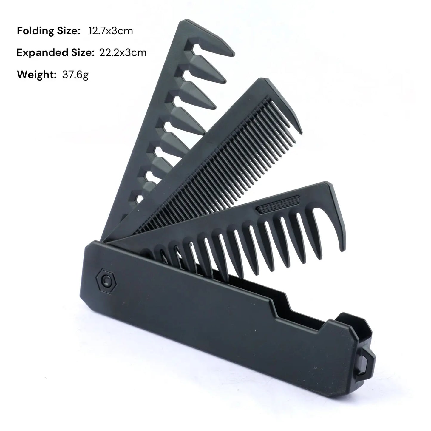2-in-1 Pocket Folding Comb – Wide Tooth & Beard Comb for Hair Styling and Barber Use