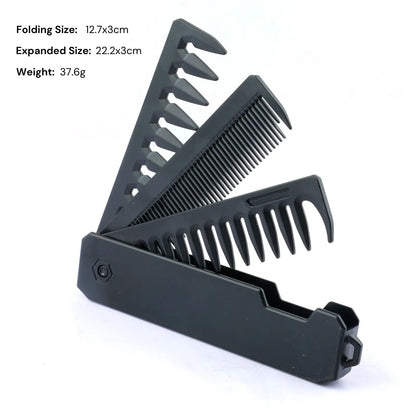 2-in-1 Pocket Folding Comb – Wide Tooth & Beard Comb for Hair Styling and Barber Use
