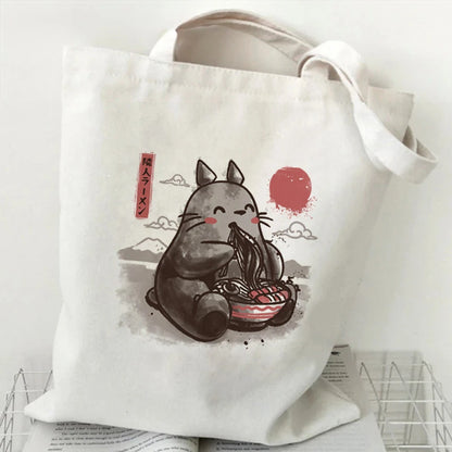 Totoro Studio Ghibli Fashion Tote Bag – Foldable Reusable Shopping Handbag, Harajuku Style Student Bag