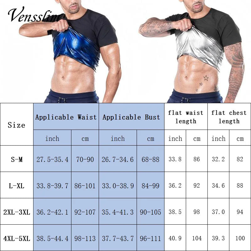 Vensslim Men’s Sauna Suit Vest — Heat Trapping Workout Fat Burner Body Shaper & Waist Trainer Corset