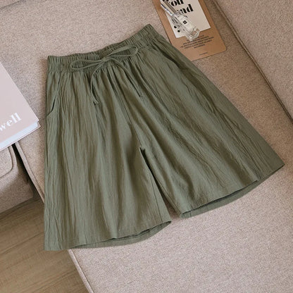 2024 Women’s High Waist Cotton Summer Shorts with Pockets – Casual Loose Fit Soft Cool Shorts for Girls