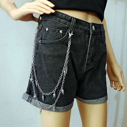 Punk Street Moon & Star Keychain – Goth Skull Rivet Waist Chain for Jeans, Unisex Rock Accessories