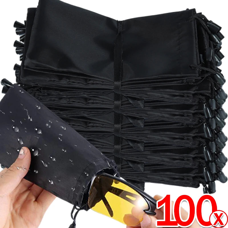 1/100pcs Portable Soft Cloth Sunglasses Bag – Waterproof Microfiber Dust Pouch Eyewear Storage Case