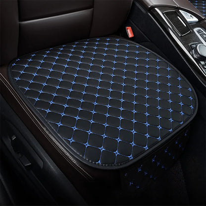 PU Leather Car Seat Cushion - Breathable Embroidered Square Seat Cover for All Seasons