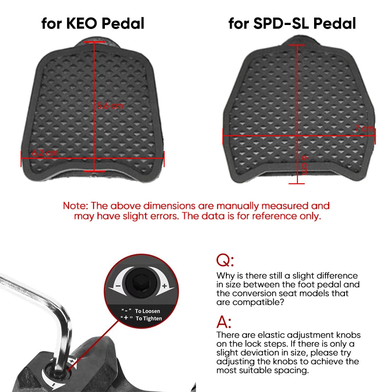 Bicycle Pedal Adapter - SPD-SL to KEO Clipless Pedal Platform Converter for Road Bikes