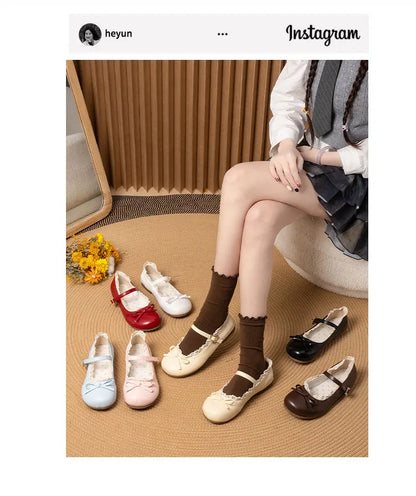 Women’s Mary Janes Flats – Pink & White Round Toe Lolita Ballet Shoes with Buckle Strap, Spring Autumn Plus Size