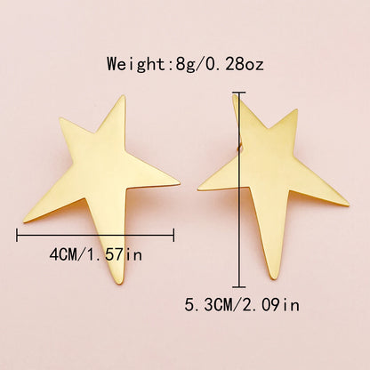 May@RZ Star-Shaped Stainless Steel Stud Earrings — 14K Gold-Plated, Fun Everyday Jewelry for Men & Women