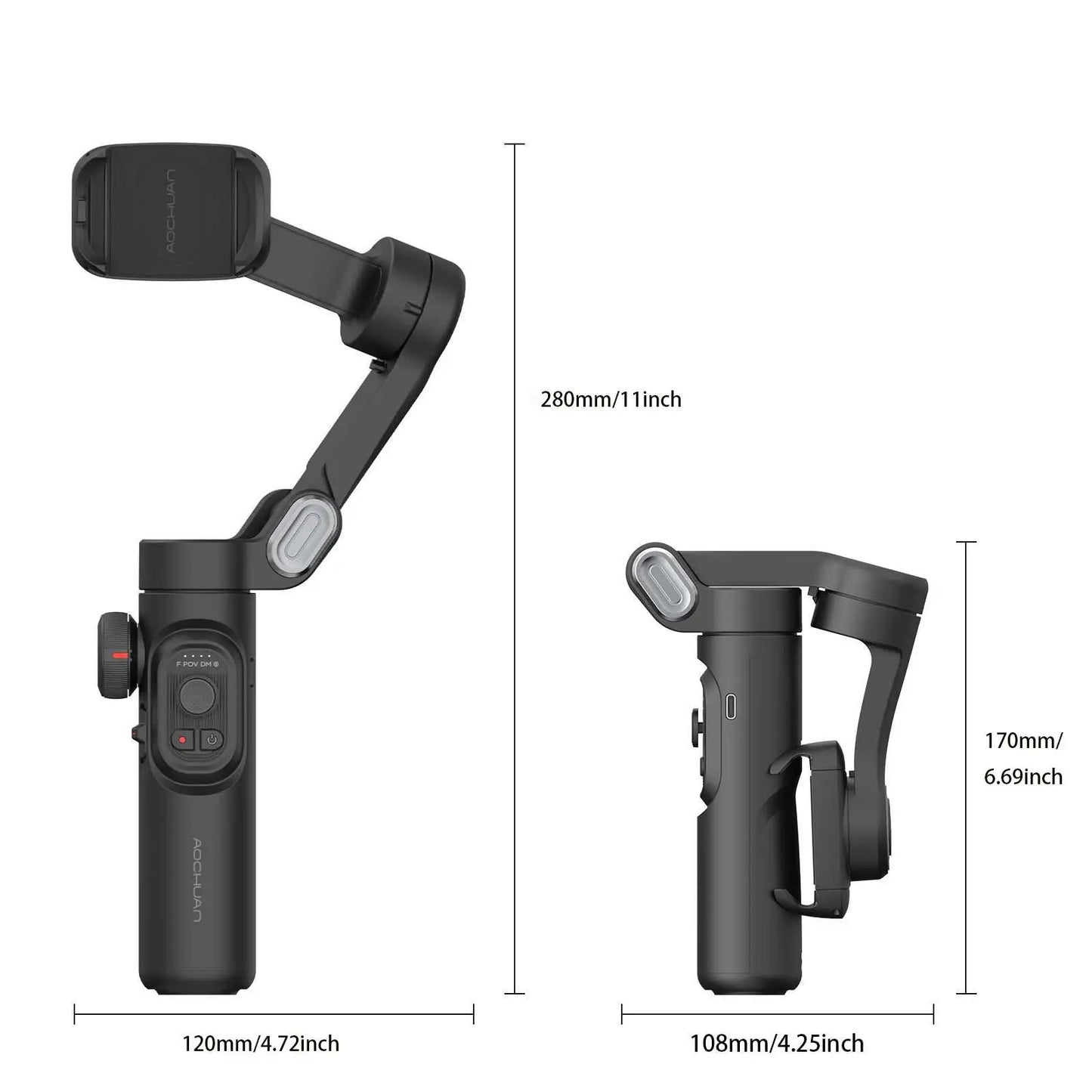 AOCHUAN 3-Axis Handheld Gimbal Stabilizer – Smartphone Stabilizer with Fill Light, Face Tracking for iPhone & Android, Tiktok & Vlog Smart XE