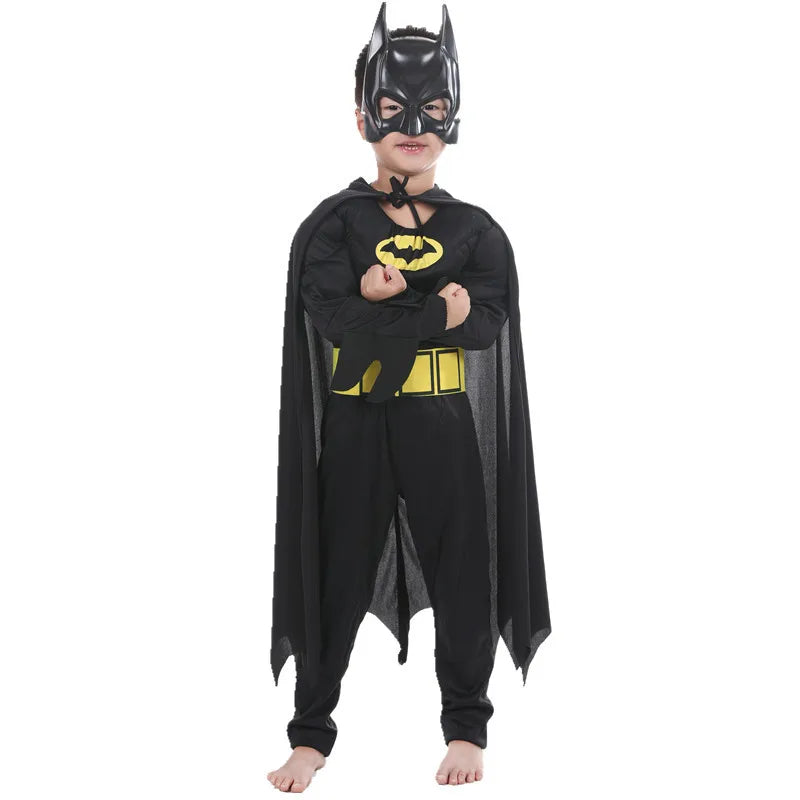 Kids Bat Superhero Costume - Black Halloween Cosplay Outfit for Boys, Masquerade & Comic Party Dress-Up