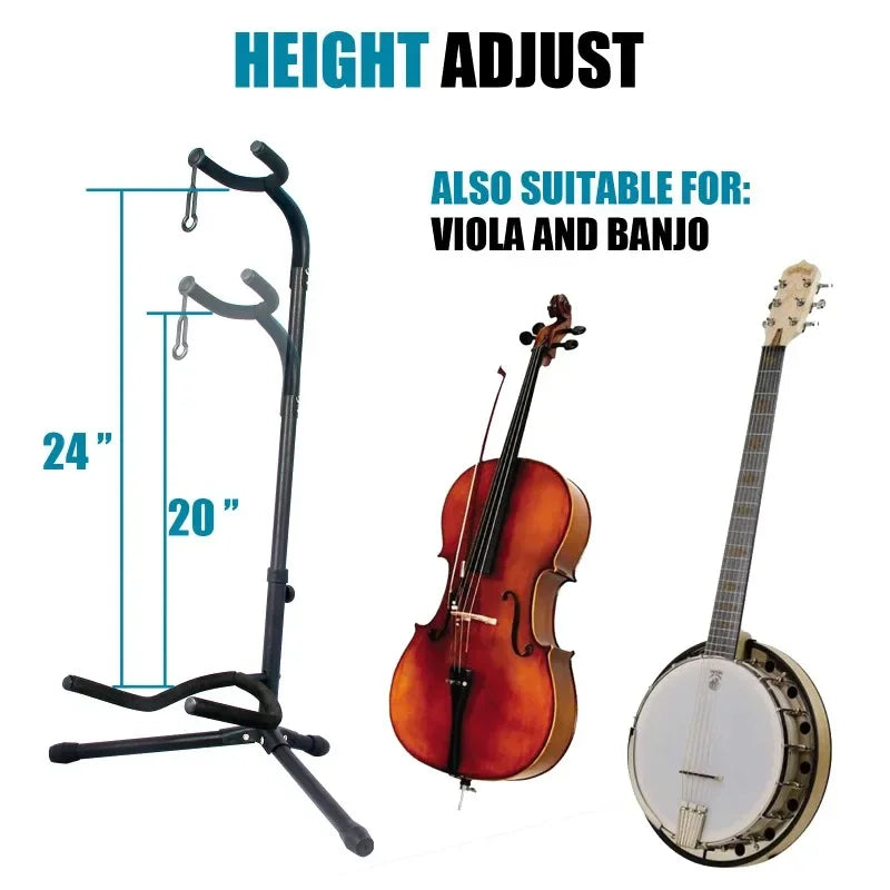 Vertical Folding Guitar Stand – Adjustable Floor Display Stand for Acoustic, Electric, Ukulele, Bass & Pipa