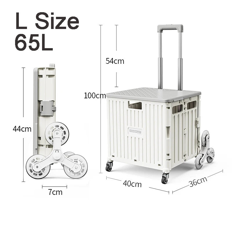 45/65L Folding Shopping Cart Trolley – Portable Home Cart with 2/4/8 Wheels