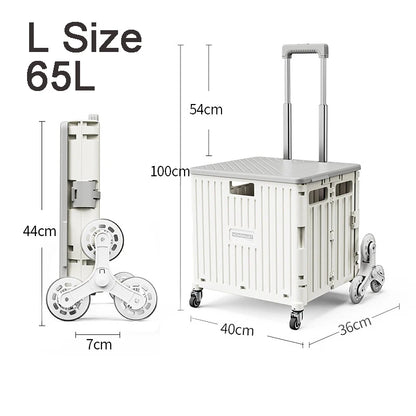 45/65L Folding Shopping Cart Trolley – Portable Home Cart with 2/4/8 Wheels