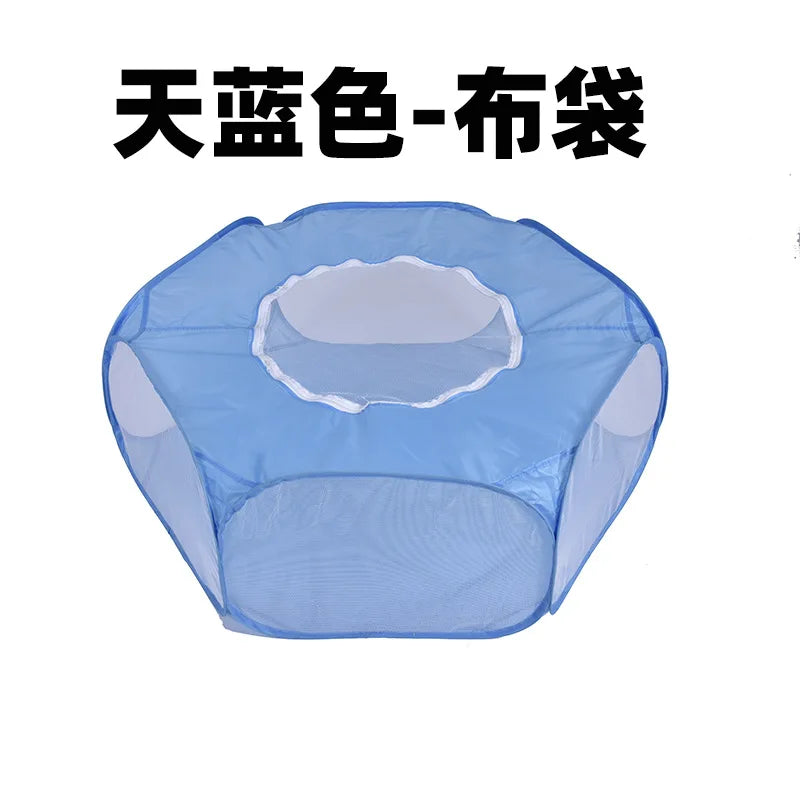 Portable Small Animal Playpen - Foldable Pet Cage with Transparent Mesh for Cats & Chickens