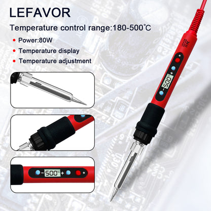 Digital 80W Soldering Iron Kit – Adjustable Temperature with LCD, Ceramic Heater & Soldering Tips
