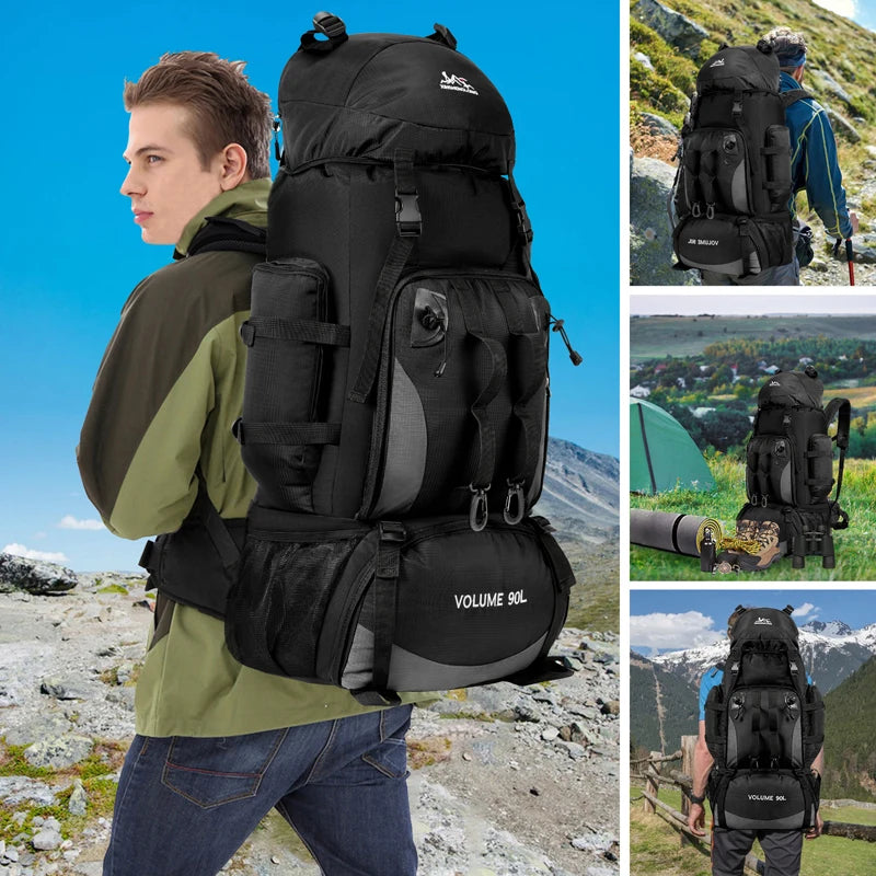 90L Waterproof Hiking Backpack – Large Capacity Trekking Rucksack for Camping, Travel & Outdoor Sports Equipment for Men