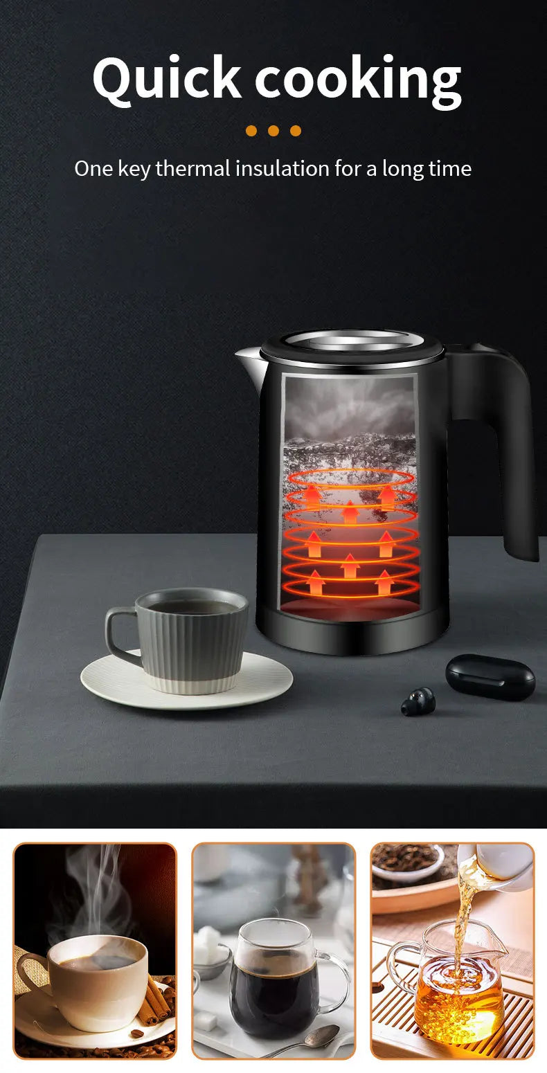 0.5L Small Stainless Steel Electric Kettle | Travel Mini Hot Water Boiler with Double Wall