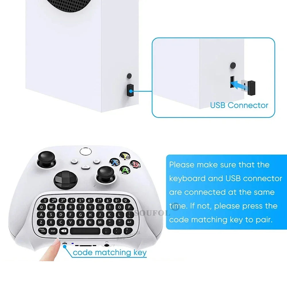 Wireless 2.4GHz Mini Controller Keyboard Chatpad with Audio Jack for Xbox Series X/S