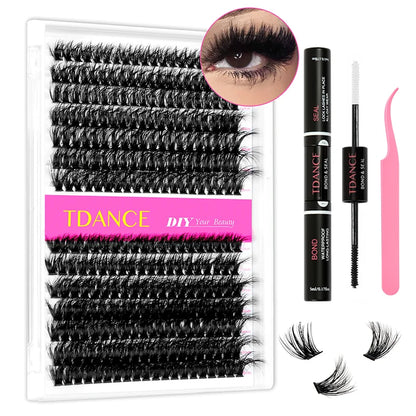 TDANCE 280PCS DIY Lash Extension Kit – Mix Clusters (30D/40D) with Bond, Seal & Remover for At-Home Application