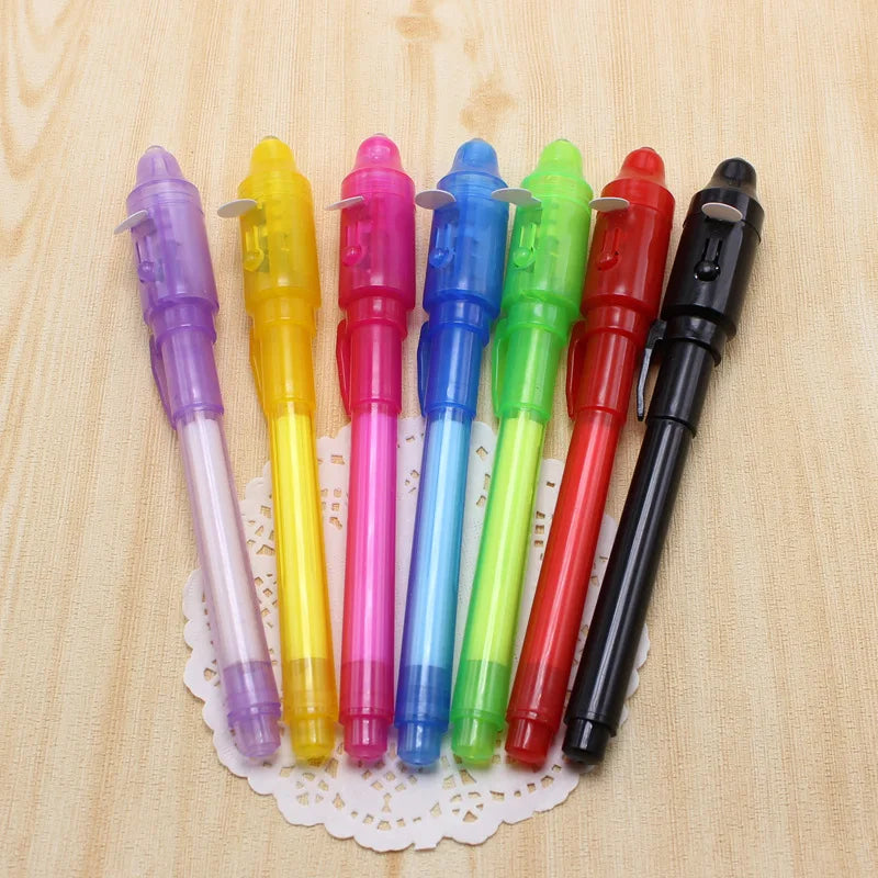 Invisible Ink Pen with UV Light - Magic Fluorescent Writing and Drawing Pen for Secret Messages, Suitable as Kids' Toy