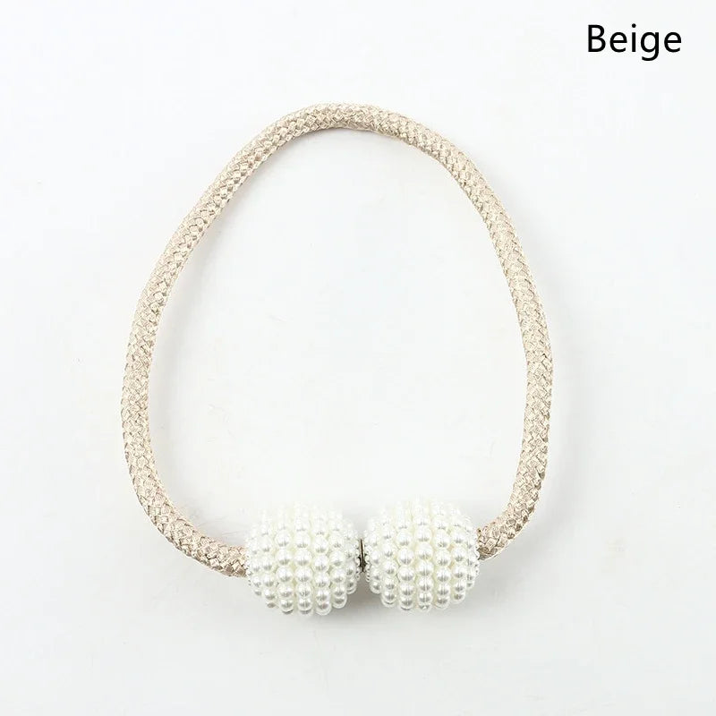 Pearl Magnetic Curtain Tiebacks – Decorative Ball Buckle Clips for Elegant Curtain Holders, 1–2 Pieces