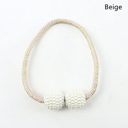 Pearl Magnetic Curtain Tiebacks – Decorative Ball Buckle Clips for Elegant Curtain Holders, 1–2 Pieces
