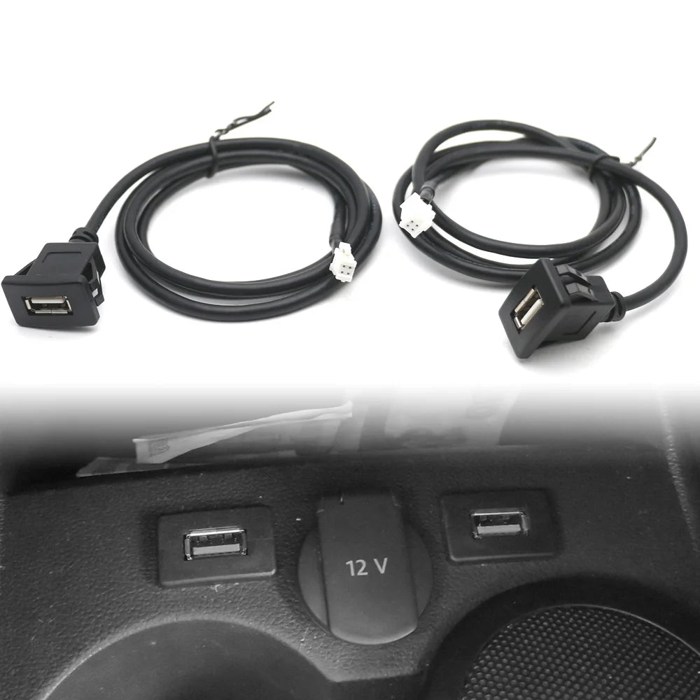 Dual USB Dashboard Mount Panel Extension Cable – 4/6 Pin Shielded Adapter for Car, Truck, Boat, Motorcycle, Android Head Unit