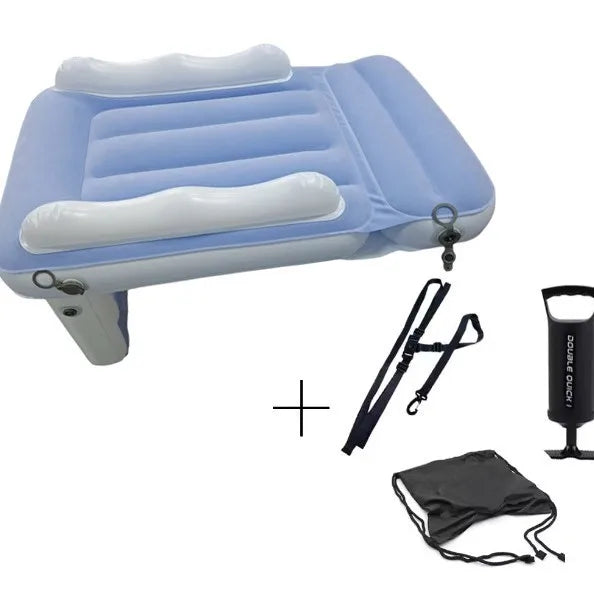 Infant & Kids Inflatable Mattress – Foldable Car Rear & Airplane Travel Flocking Air Bed