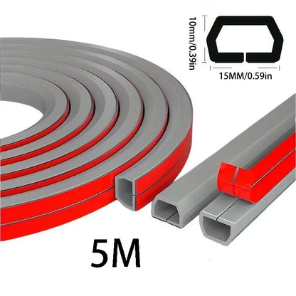 Cable Management Sleeve - 118" Self-Adhesive PVC Cord Hider for Wall & Floor, Insulated Wire Cover