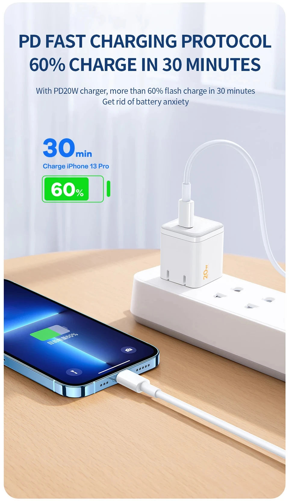 Original 40W PD USB-C Fast Charger Cable – Data Sync & Charging for iPhone 7-16 Series, iPad, USB Type-C Devices