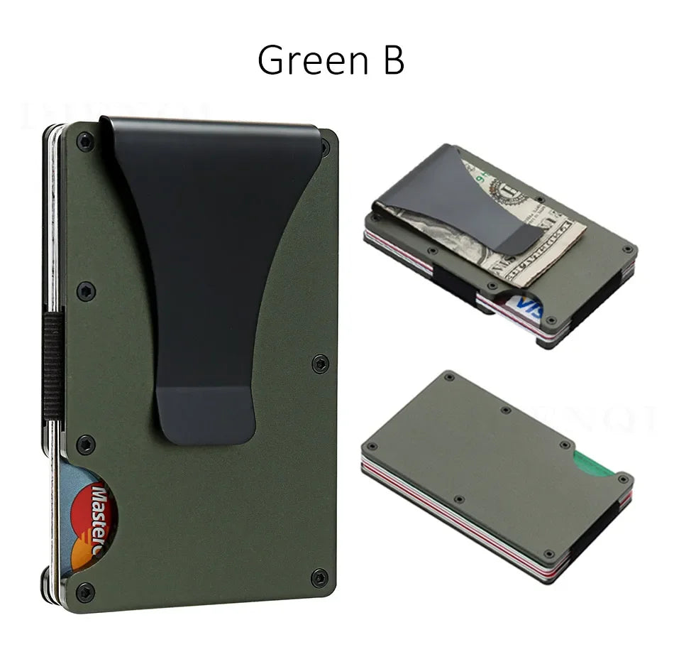 RFID Carbon Fiber Metal Wallet for Men – Slim Minimalist Card Holder, Thin Small Money Clip Purse