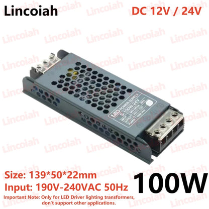LED Power Supply Adapter - DC 12V 24V Transformer Driver for 60W-400W Lighting Systems