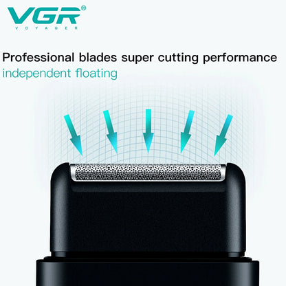 VGR V-390 Electric Shaver – Professional Beard Trimmer & Portable Mini Razor, USB Rechargeable 2-Blade Shaving for Men