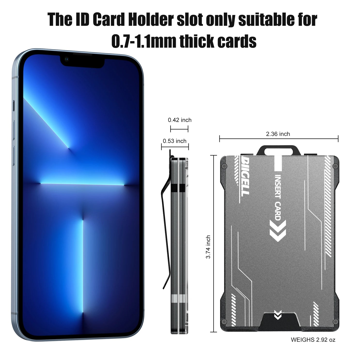 Slim RFID Blocking Metal Wallet for Men – Minimalist Aluminum Money Clip with Clear ID Holder, Holds Up to 15 Cards