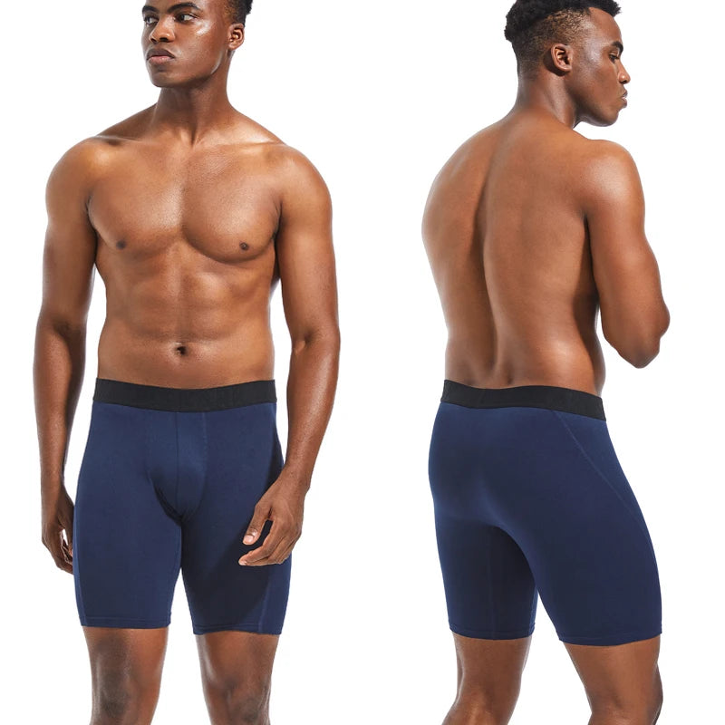 Men’s Long Boxer Briefs – Fashion Polyester Stretch Underwear, Comfortable Sexy Fit Performance Boxer Shorts for Men