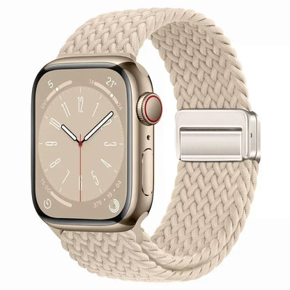 Nylon Braided Loop Apple Watch Band – Magnetic Metal Bracelet Strap for Ultra 2, Series 3–9 & SE (40mm–49mm) Adjustable Wristband