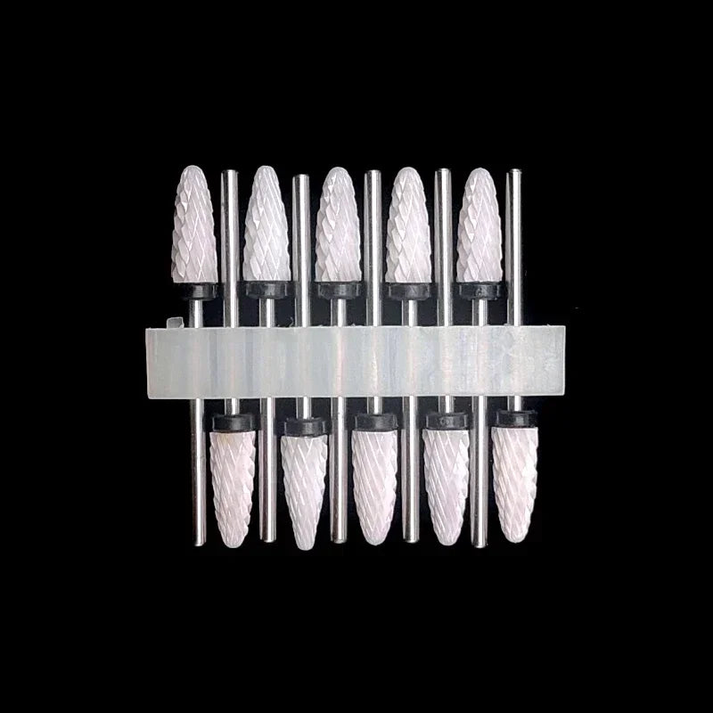 10PCS Ceramic Nail Drill Bits - Rotary Milling Cutters for Gel Polish Removal & Nail Grinding Machine Accessories