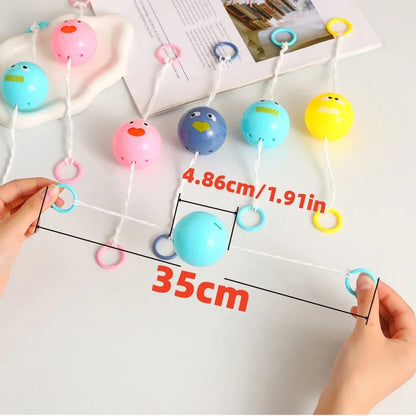 2-Piece Luminous Whistle Ball Toy Set - Spinning Pull-String Flywheel Puzzle and Stress Relief Toy for Kids