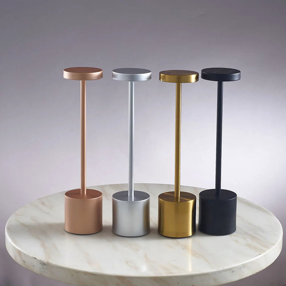 Classic USB Rechargeable Table Lamp – Stepless Dimming Touch Desk Lamp with 3 Colors for Bedside, Hotel & Bar Decoration
