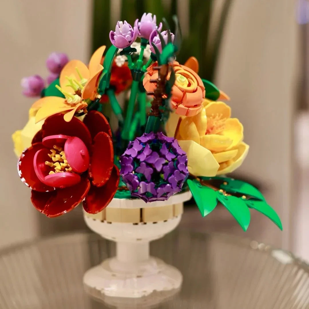 NEW 2025 Flower Bud Bouquet Building Block Set 10345 – Compatible with Lego, Perfect Christmas Gift