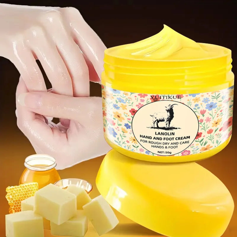 50g Lanolin Foot Cream for Cracked Heels & Dry Feet, Deep Moisturizing Skin Repair Balm for Soft Smooth Feet