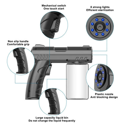 280ML Barber Nano Blue Light Sprayer — Wireless USB Electric Aftershave Steam Spray & Disinfection Gun Atomizer