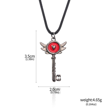 Hazbin Hotel Inspired Heart Portal Key Pendant Necklace – Cosplay Choker Jewelry Gift for Women & Men