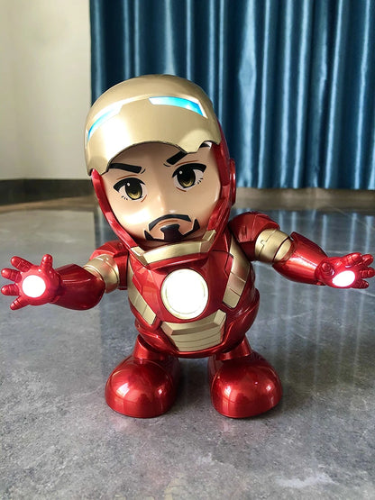 Marvel Iron Man Dance Action Figure – LED Light Singing Robot, Spiderman & Avengers Superhero Toy, Kid’s Christmas Gift
