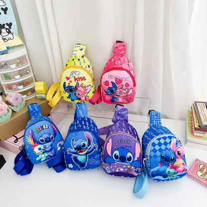 Disney Cartoon Stitch Kids Chest Bag – Cute Crossbody Waist Pouch with Zipper, Coin Purse & Gift for Children